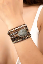 Load image into Gallery viewer, 34 inch natural stone boho bracelet
