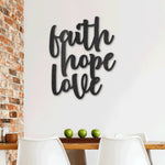 Load image into Gallery viewer, Faith Hope Love Script metal sign
