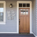 Load image into Gallery viewer, Faith Hope Love Script metal sign
